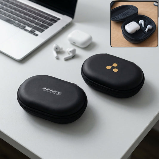 Durable hard shell wireless earbuds case in a stylish mixed design.