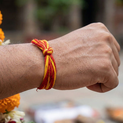 Neatly prepared sacred cotton threads for easy tying during rituals