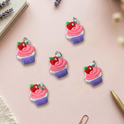 Brightly colored rubber cupcake keychain pack for bags and keys
