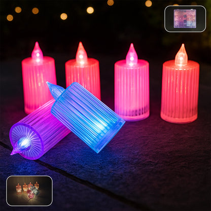 6-piece LED flameless candle light set with crystal ribbed design