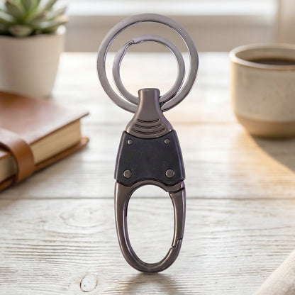 Back view of heavy-duty metal dual ring key holder