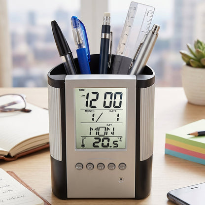Time, date, temperature display digital desk clock