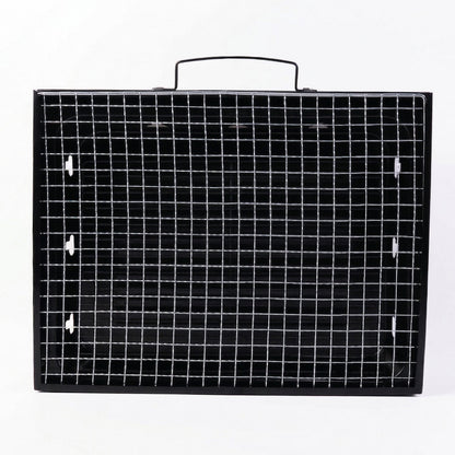 Portable charcoal grill with steel mesh surface