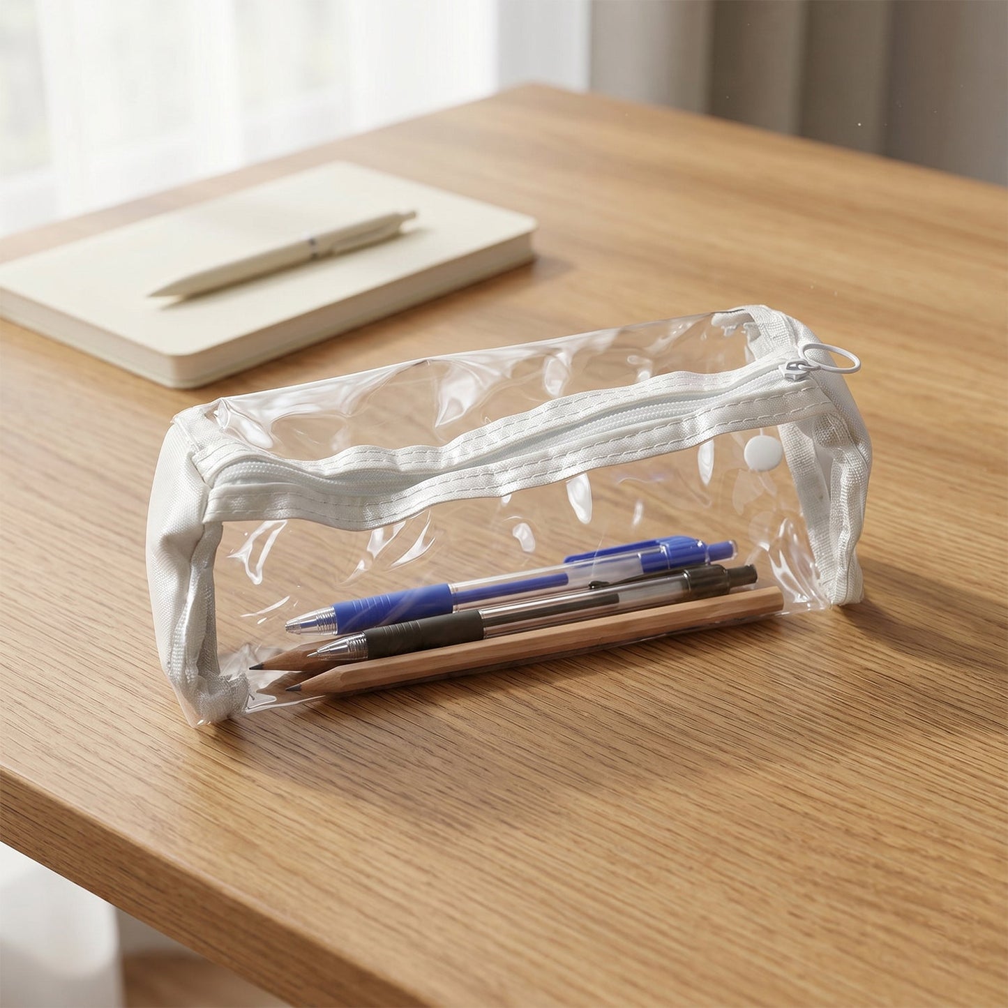 Lightweight clear pencil case for students and professionals