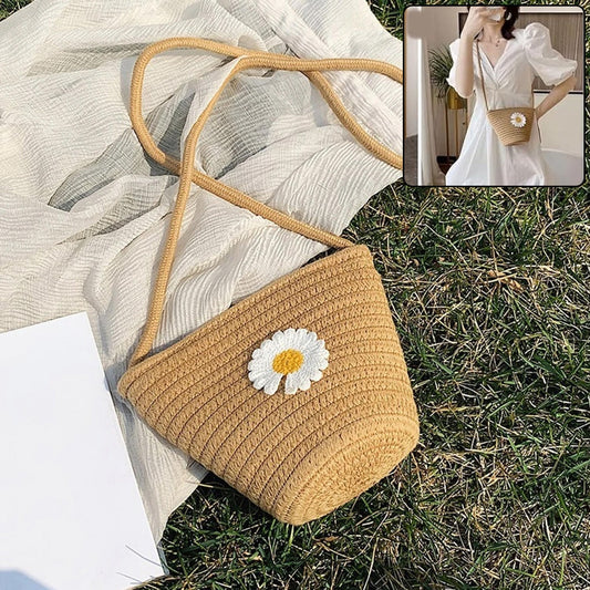Eco-friendly floral jute crossbody sling bag for women