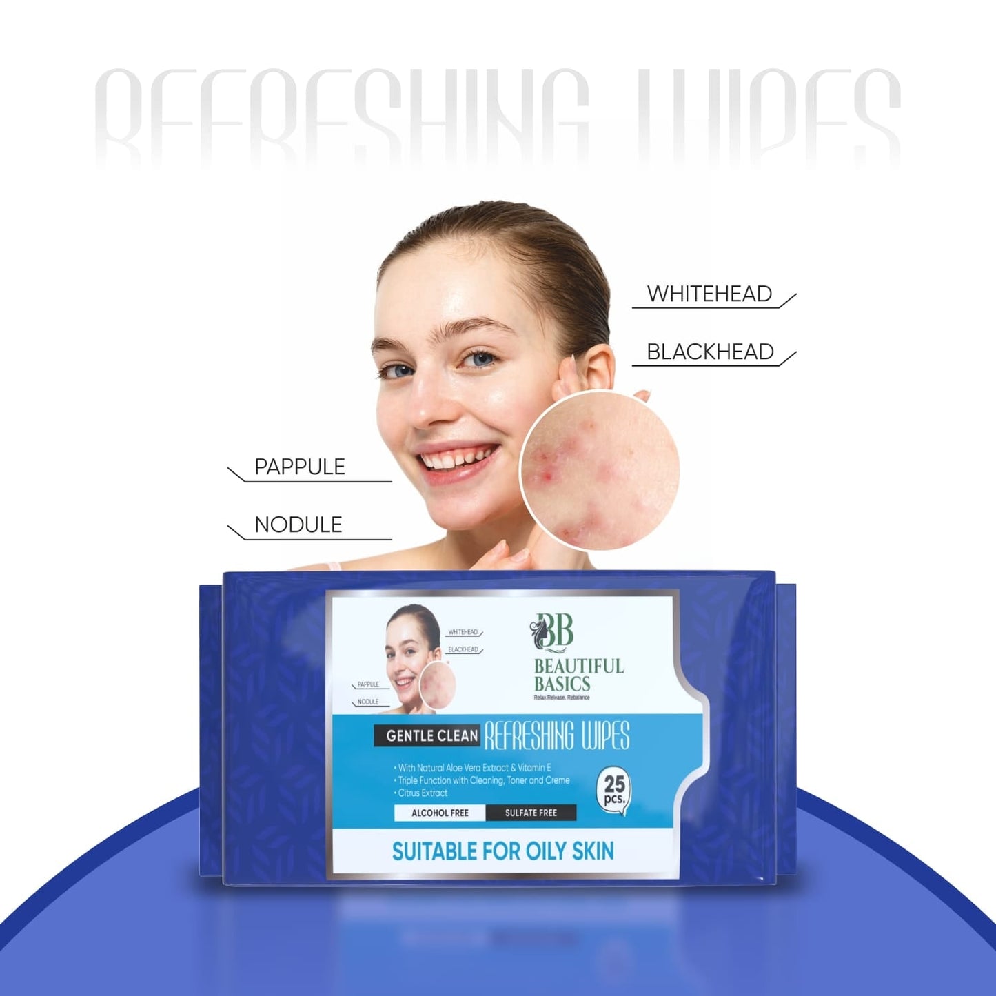 Wet wipes effectively removing makeup and impurities from skin.