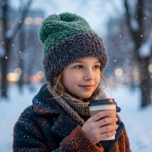 Winter woolen beanie cap with fleece lining for men & women