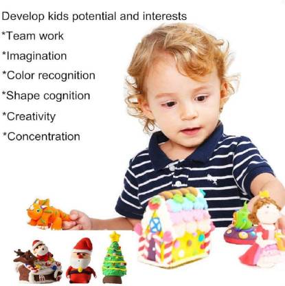 Kids hands molding vibrant non-toxic dough clay, fostering fine motor skills and imagination.