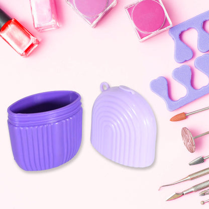 Purple ice roller placed beside facial skincare products for refreshing routine
