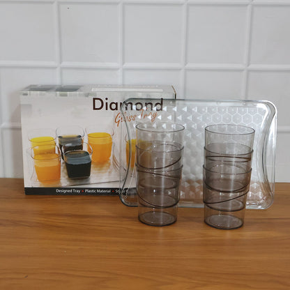 Stylish glass serving tray with tumblers for entertaining