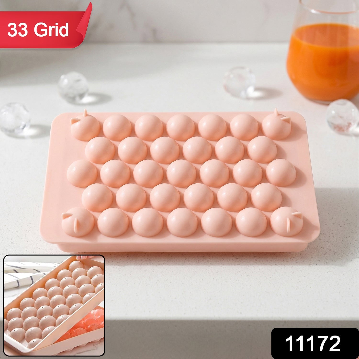 Round ice sphere mold tray in plastic