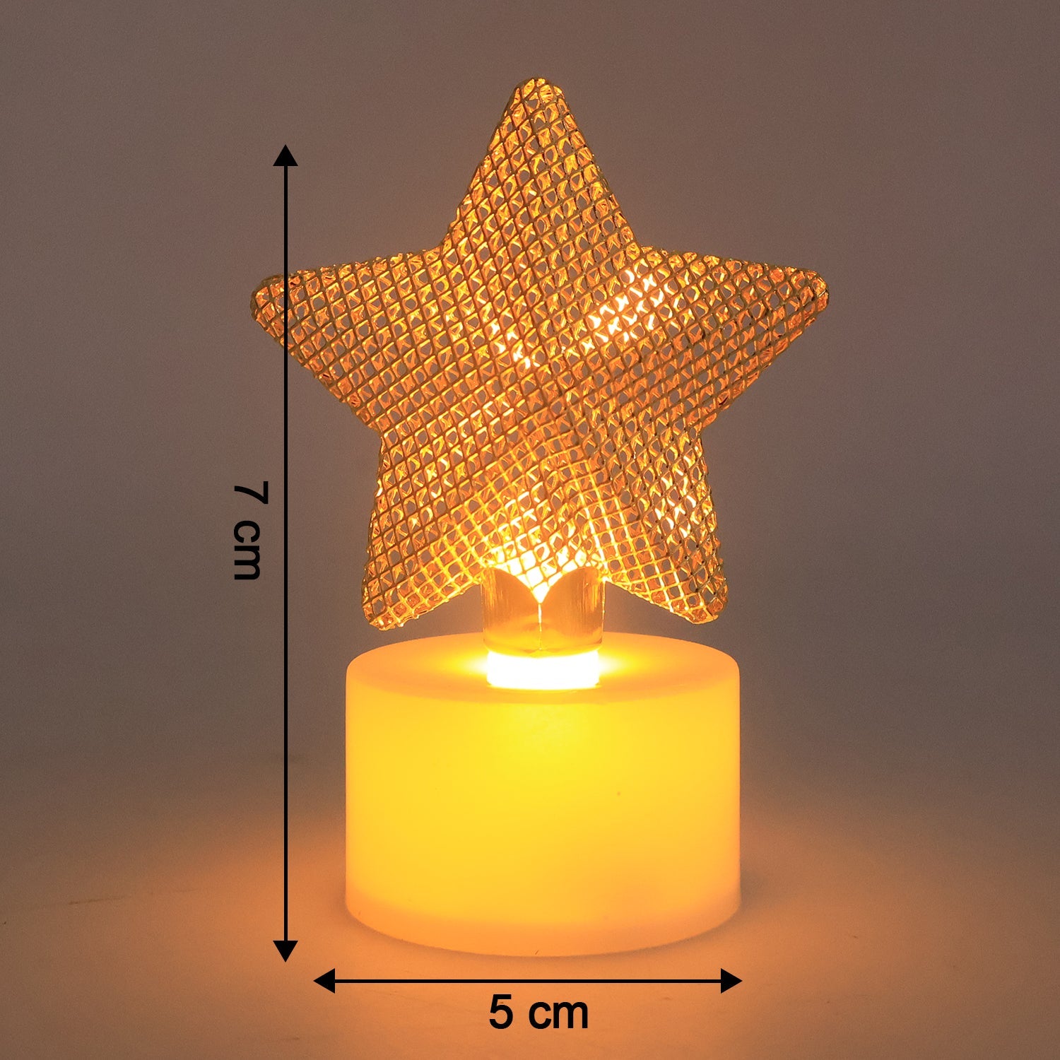Battery operated LED star candles with warm flickering light
