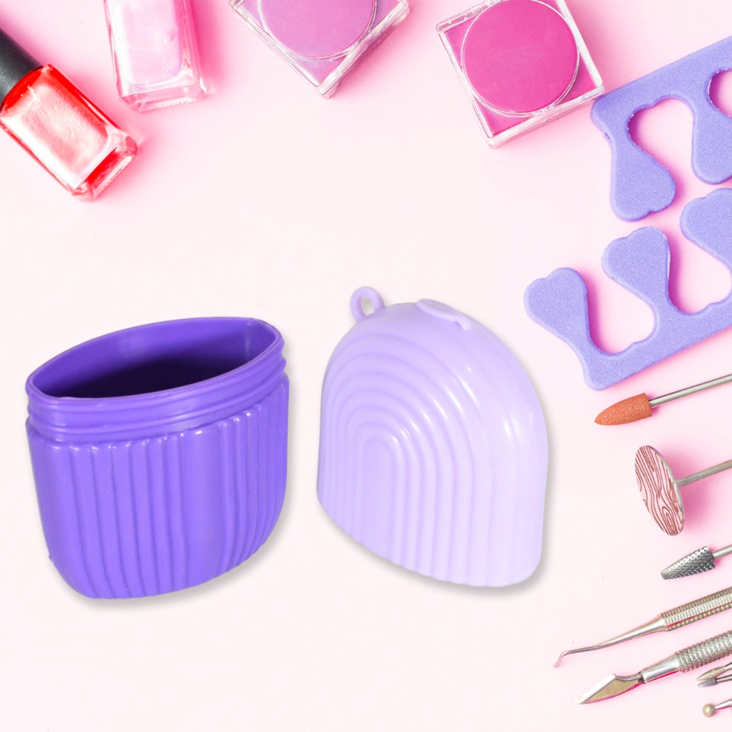Hand holding the purple ice roller featuring secure ergonomic grip