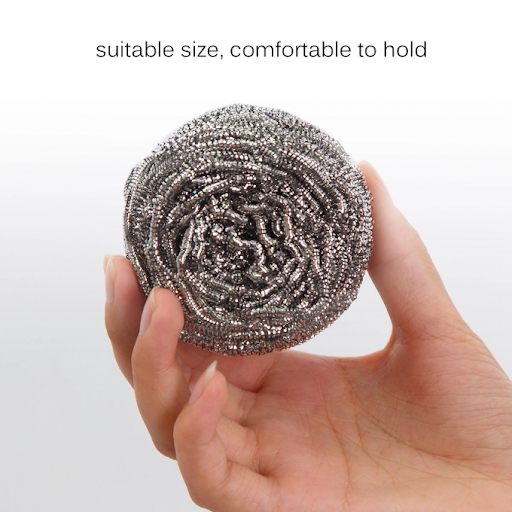 Multiple round stainless steel scrubbers, showcasing their compact and efficient design.